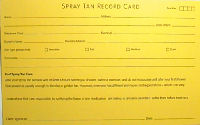 Spray Tan Record Cards 100pk 20% OFF